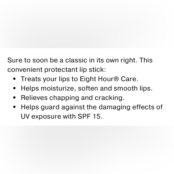 ELIZABETH ARDEN EIGHT HOUR CREAM LIP PROTECTANT STICK SUNSCREEN. SPF15. NEW. - Picture 5 of 6